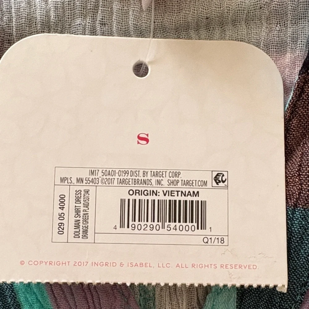 BNWT Isabel Maternity Dolman Colorful Plaid Button Up Shirt Tunic Dress